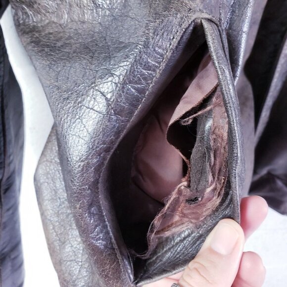 Vintage 90s y2k Reed Brown Leather Bomber Jacket Aviator Flyboy Men's Size Large - Picture 7 of 13